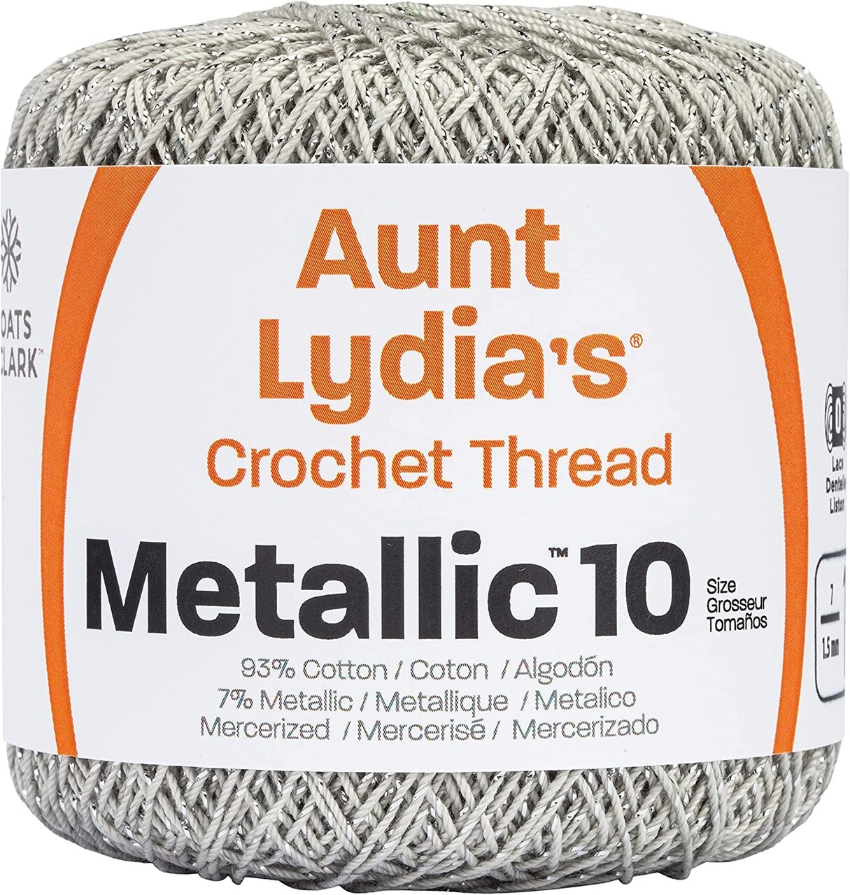 Aunt Lydia's Metallic Crochet Thread Size 10-Silver & Silver
